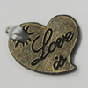 Pendant/Charm. Fashion Zinc Alloy Jewelry Findings. Lead-free. Heart15x12mm. Sold by Bag