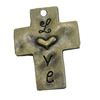 Pendant/Charm. Fashion Zinc Alloy Jewelry Findings. Lead-free. Cross. 32x24mm. Sold by Bag