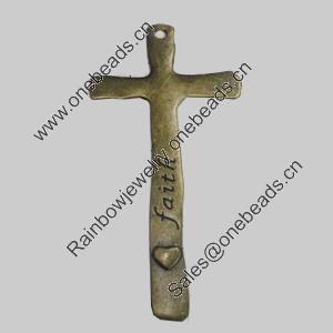 Pendant/Charm. Fashion Zinc Alloy Jewelry Findings. Lead-free. Cross. 130x65mm.Sold by PC