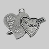 Pendant/Charm. Fashion Zinc Alloy Jewelry Findings. Lead-free. Heart 28x33mm. Sold by Bag