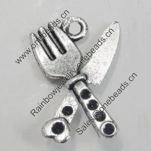 Pendant/Charm. Fashion Zinc Alloy Jewelry Findings. Lead-free. Cutlery 23x14mm. Sold by Bag