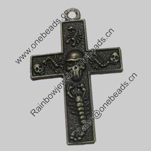 Pendant/Charm. Fashion Zinc Alloy Jewelry Findings. Lead-free. Cross 56x42mm. Sold by PC