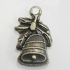 Pendant/Charm. Fashion Zinc Alloy Jewelry Findings. Lead-free. Bell 21x13mm. Sold by Bag