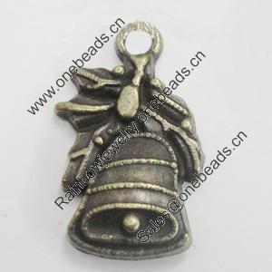 Pendant/Charm. Fashion Zinc Alloy Jewelry Findings. Lead-free. Bell 21x13mm. Sold by Bag