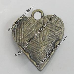 Pendant/Charm. Fashion Zinc Alloy Jewelry Findings. Lead-free. Heart 15x20mm. Sold by Bag