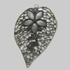 Pendant/Charm. Fashion Zinc Alloy Jewelry Findings. Lead-free. Heart 60x37mm,Flower 9x6mm. Sold by Bag