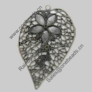 Pendant/Charm. Fashion Zinc Alloy Jewelry Findings. Lead-free. Heart 60x37mm,Flower 9x6mm. Sold by Bag