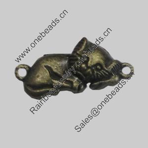 Connetor. Fashion Zinc Alloy Jewelry Findings. Lead-free. Animal 28x13mm. Hole:1.5mm. Sold by Bag
