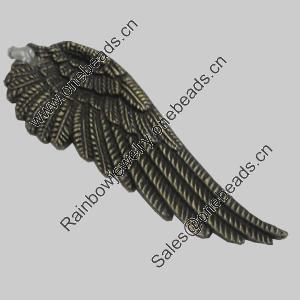 Pendant/Charm. Fashion Zinc Alloy Jewelry Findings. Lead-free. Wings 50x18mm. Sold by Bag