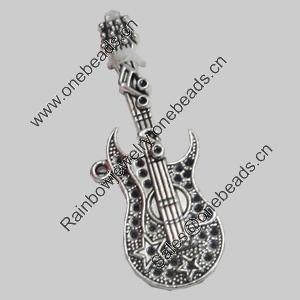 Pendant/Charm. Fashion Zinc Alloy Jewelry Findings. Lead-free. Guitar 55x21mm. Sold by Bag