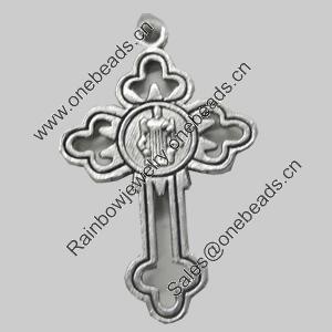 Pendant/Charm. Fashion Zinc Alloy Jewelry Findings. Lead-free. Cross 39x24mm. Sold by Bag