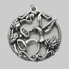 Pendant/Charm. Fashion Zinc Alloy Jewelry Findings. Lead-free. Animal 33x28mm. Sold by Bag