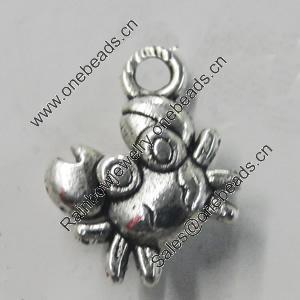 Pendant/Charm. Fashion Zinc Alloy Jewelry Findings. Lead-free. Animal 13x11mm. Sold by Bag