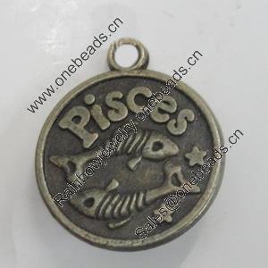 Message Charm. Fashion Zinc Alloy Jewelry Findings. Lead-free. Pisces 21x18mm. Sold by Bag