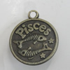 Message Charm. Fashion Zinc Alloy Jewelry Findings. Lead-free. Pisces 21x18mm. Sold by Bag