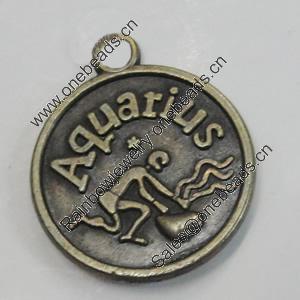 Message Charm. Fashion Zinc Alloy Jewelry Findings. Lead-free. Aquarius 21x18mm. Sold by Bag