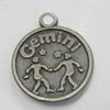 Message Charm. Fashion Zinc Alloy Jewelry Findings. Lead-free. Gemini 21x18mm. Sold by Bag