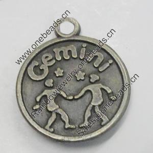 Message Charm. Fashion Zinc Alloy Jewelry Findings. Lead-free. Gemini 21x18mm. Sold by Bag