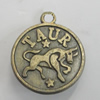 Message Charm. Fashion Zinc Alloy Jewelry Findings. Lead-free. Taurus 21x18mm. Sold by Bag