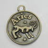 Message Charm. Fashion Zinc Alloy Jewelry Findings. Lead-free. Aries 21x18mm. Sold by Bag