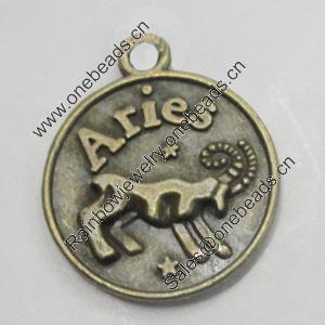 Message Charm. Fashion Zinc Alloy Jewelry Findings. Lead-free. Aries 21x18mm. Sold by Bag
