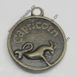 Message Charm. Fashion Zinc Alloy Jewelry Findings. Lead-free. Capricorn 21x18mm. Sold by Bag