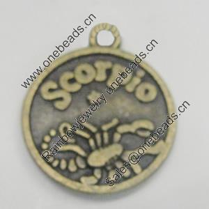 Message Charm. Fashion Zinc Alloy Jewelry Findings. Lead-free. Scorpio 21x18mm. Sold by Bag