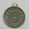 Message Charm. Fashion Zinc Alloy Jewelry Findings. Lead-free. Cancer 21x18mm. Sold by Bag