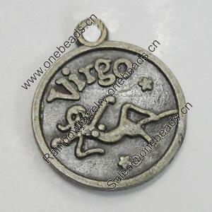 Message Charm. Fashion Zinc Alloy Jewelry Findings. Lead-free. Virgo 21x18mm. Sold by Bag