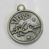 Message Charm. Fashion Zinc Alloy Jewelry Findings. Lead-free. Virgo 21x18mm. Sold by Bag
