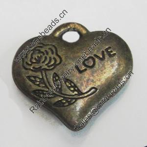 Pendant/Charm. Fashion Zinc Alloy Jewelry Findings. Lead-free. Heart 23x22mm. Sold by Bag