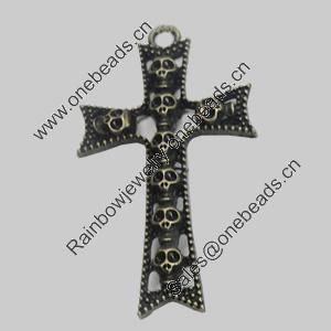 Pendant/Charm. Fashion Zinc Alloy Jewelry Findings. Lead-free. Cross 52x29mm. Sold by Bag
