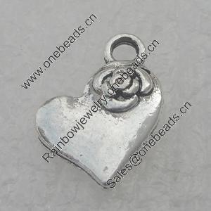 Pendant/Charm. Fashion Zinc Alloy Jewelry Findings. Lead-free. Heart 14x10mm. Sold by Bag