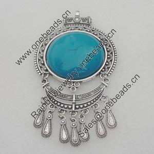 Zinc Alloy Pendant With Resin Beads. Fashion Jewelry Findings. 125x66mm. Sold by PC