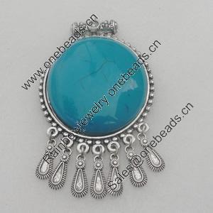 Zinc Alloy Pendant With Resin Beads. Fashion Jewelry Findings. 108x58mm. Sold by PC