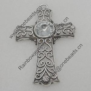 Pendant/Charm. Fashion Zinc Alloy Jewelry Findings. Lead-free. Cross 88x58mm. Sold by PC