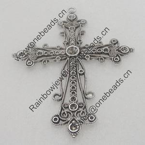 Pendant/Charm. Fashion Zinc Alloy Jewelry Findings. Lead-free. Cross 93x71mm. Sold by PC