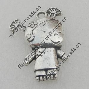 Pendant/Charm. Fashion Zinc Alloy Jewelry Findings. Lead-free. People 27.5x18mm. Sold by Bag