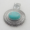 Zinc Alloy Pendant With Turquoise Beads. Fashion Jewelry Findings. 55x48mm. Sold by PC