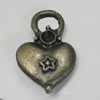 Pendant/Charm. Fashion Zinc Alloy Jewelry Findings. Lead-free. Heart 20x14mm. Sold by Bag