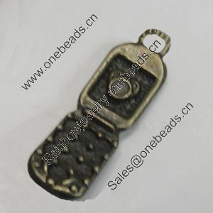 Pendant/Charm. Fashion Zinc Alloy Jewelry Findings. Lead-free. Cell Phone 21x7mm. Sold by Bag