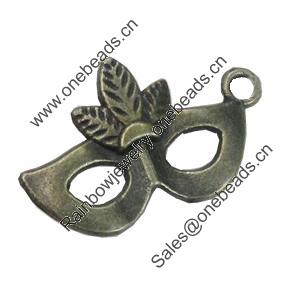 Pendant/Charm. Fashion Zinc Alloy Jewelry Findings. Lead-free. Face Mask 15x26mm. Sold by Bag