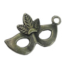 Pendant/Charm. Fashion Zinc Alloy Jewelry Findings. Lead-free. Face Mask 15x26mm. Sold by Bag
