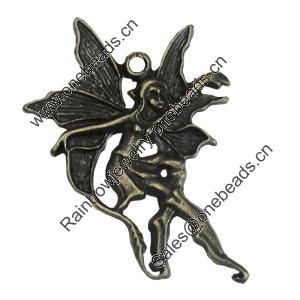 Pendant/Charm. Fashion Zinc Alloy Jewelry Findings. Lead-free. Angel 47x32mm. Sold by Bag