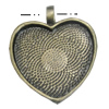 Pendant settings. Fashion Zinc Alloy Jewelry Findings. Lead-free. Heart 34x27,25x23mm. Sold by Bag