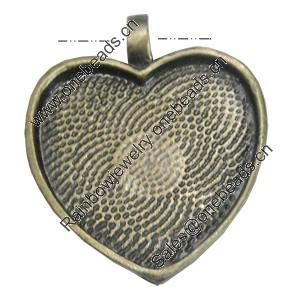 Pendant settings. Fashion Zinc Alloy Jewelry Findings. Lead-free. Heart 34x27,25x23mm. Sold by Bag