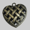Hollow Bali Pendant. Zinc Alloy Jewelry Findings. Lead-free. Heart 36x34mm,13mm. Sold by PC