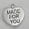 Pendant/Charm. Fashion Zinc Alloy Jewelry Findings. Lead-free. Heart 13x15mm. Sold by Bag