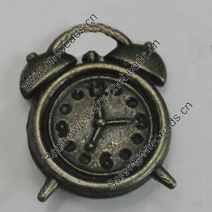 Pendant/Charm. Fashion Zinc Alloy Jewelry Findings. Lead-free. Clock 13x17mm. Sold by Bag