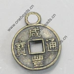 Pendant/Charm. Fashion Zinc Alloy Jewelry Findings. Lead-free. Ancient Coin 12x10mm. Sold by Bag